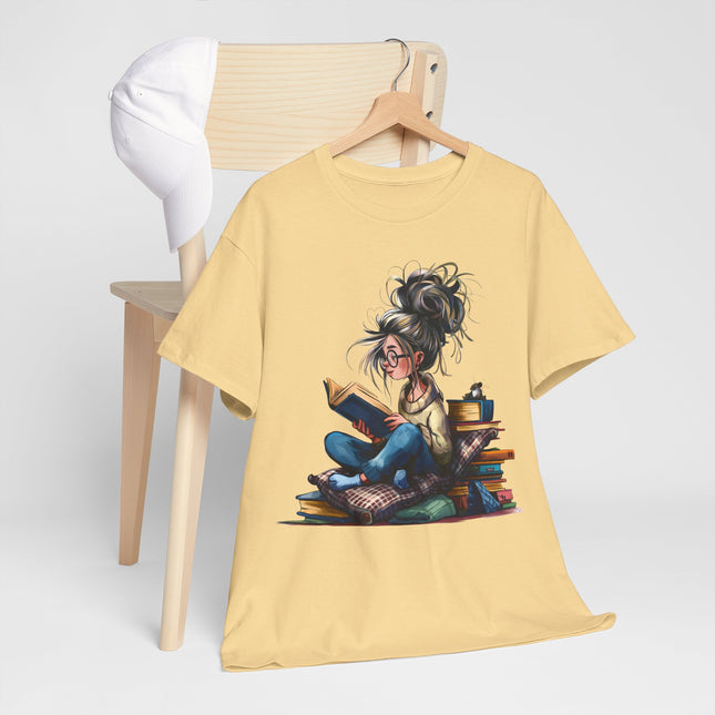 Booklover Graphic Tee — Cozy Reading Girl Illustration