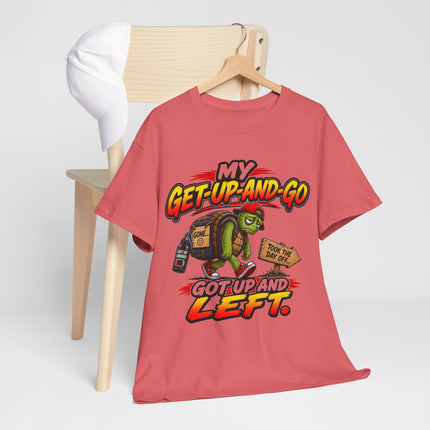 My Get-Up-And-Go Got Up And Left Turtle T-Shirt | Funny Lazy Turtle Tee