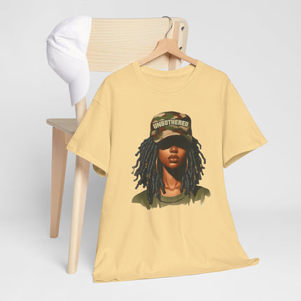 T-Shirt — Camouflage 'Unbothered' Dreadlock Portrait Tee