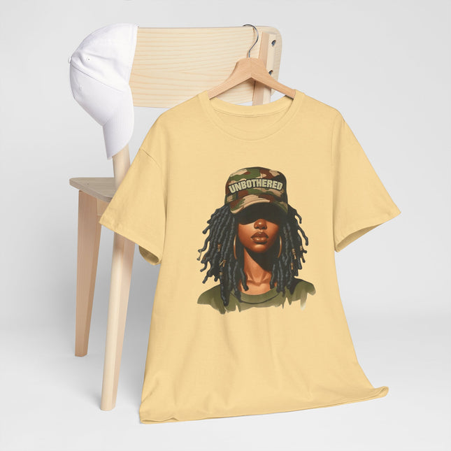 T-Shirt — Camouflage 'Unbothered' Dreadlock Portrait Tee