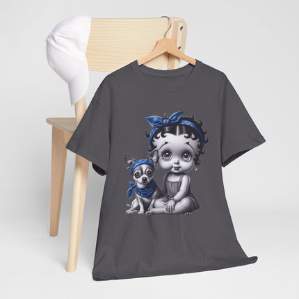 Betty Boop-Style Baby Girl with Chihuahua Retro Tee