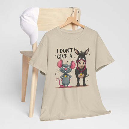 T-Shirt — “I Don’t Give A…” Funny Donkey & Mouse Graphic Tee