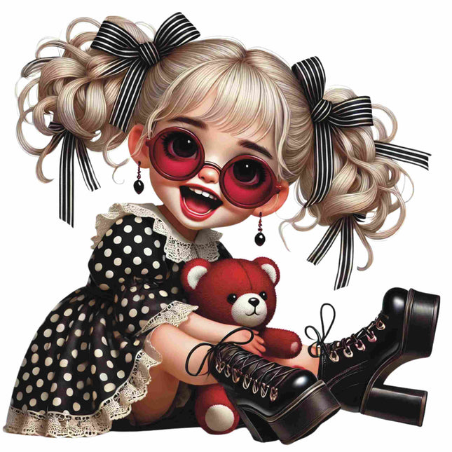 Polka Dot Glam Girl Sitting Pose – DTF Heat Transfers #4 DTF Transfers Style Junction – Custom Digital Designs & Apparel