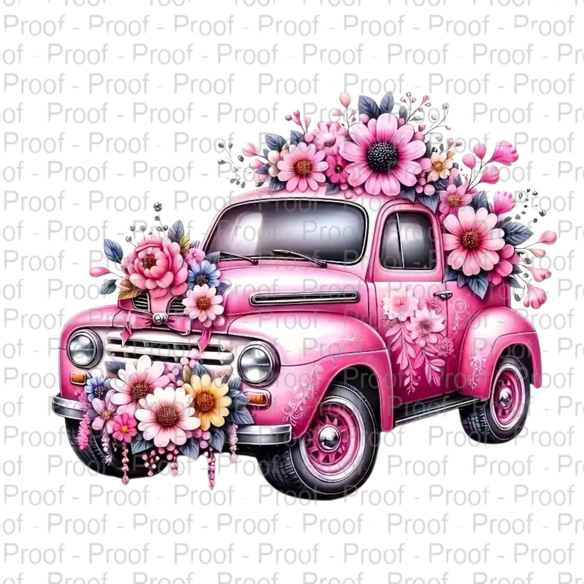 Pink Flowerd Chevy Truck-DTF Transfers for Garments – Stunning Apparel Designs for All Fabrics DTF Prints Style-Junction Custom Designs & Prints