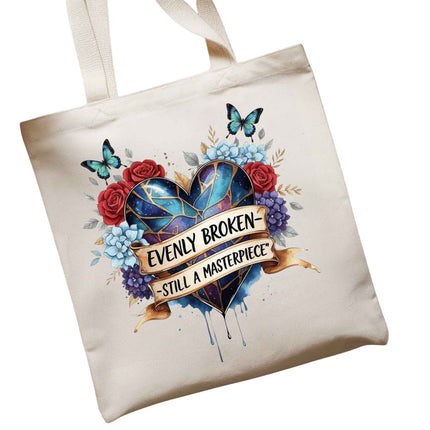 Evenly Broken Still a Masterpiece #3 PNG Instant Download Motivational Quote Floral Heart Design