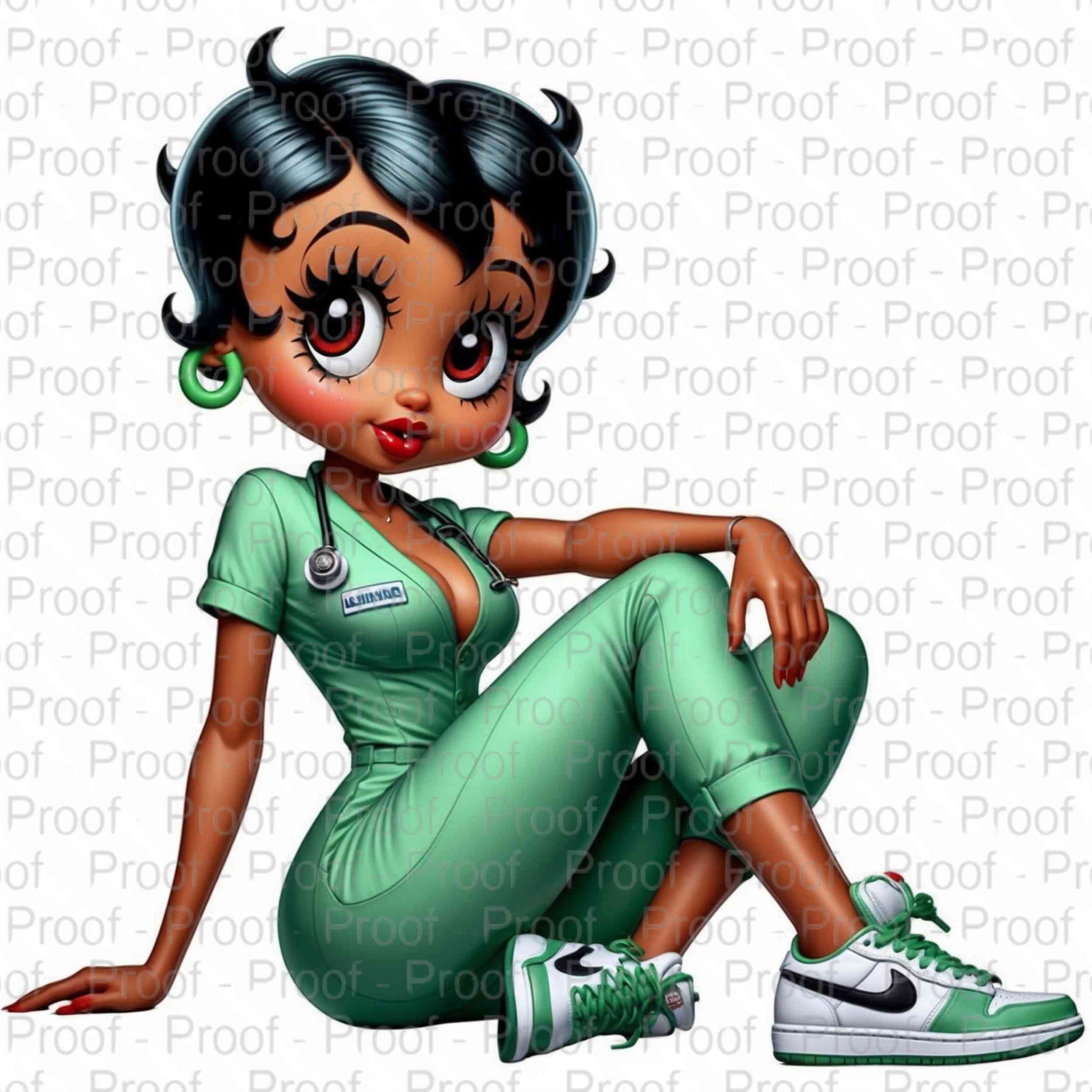 Classic Nurse Doll in Mint Green-Betty Boop-Exclusive Image Vault Collection-4 Digital Files Digital File Style-Junction Custom Designs & Prints