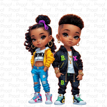 Urban Streetwear Kids Duo - Bold and Stylish in the City-Exclusive Image Vault Collection-4 Digital Files Digital File Style-Junction Custom Designs & Prints