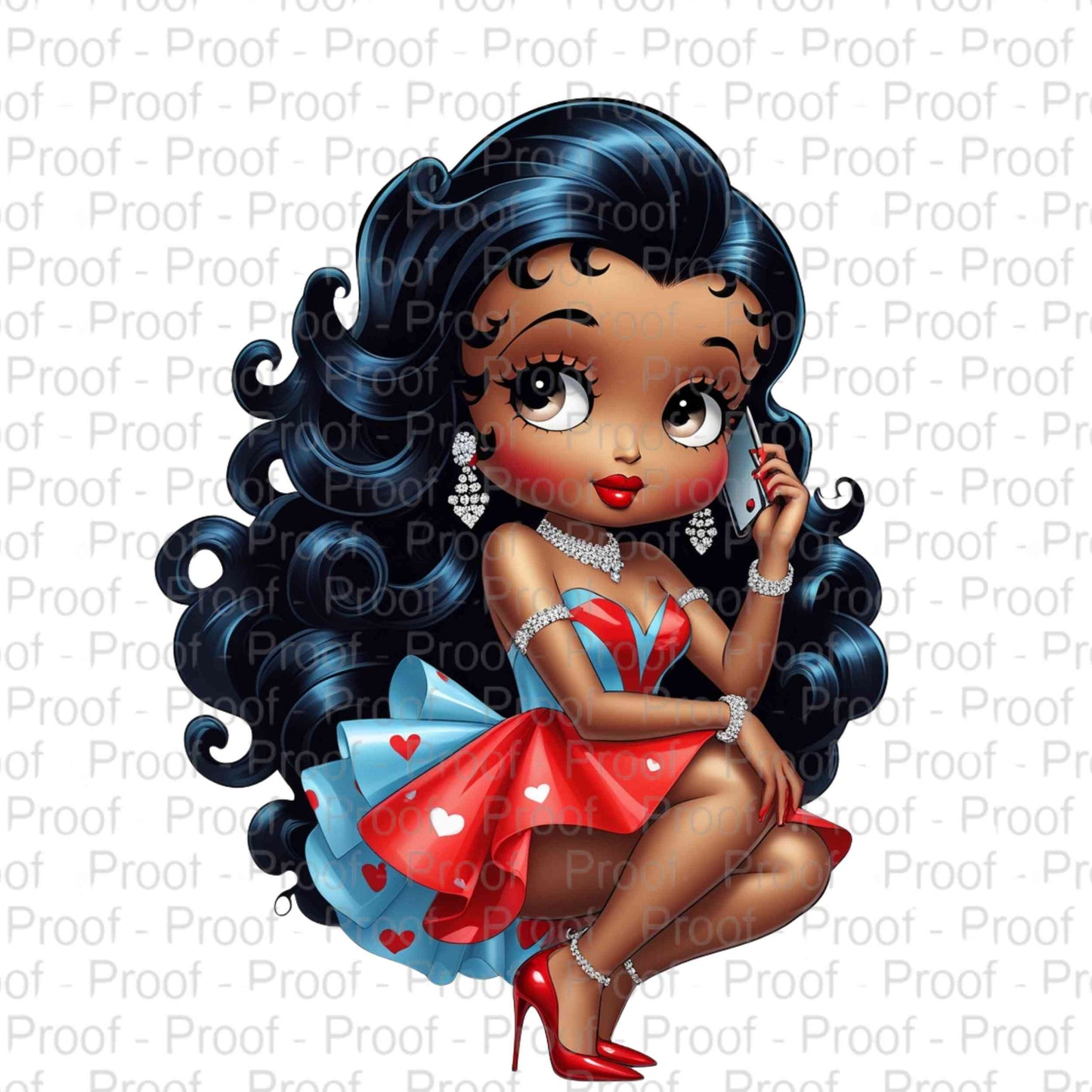 Elegant Betty Boop Red & Blue Glam--Exclusive Image Vault Collection-4 Digital Files Digital File Style-Junction Custom Designs & Prints