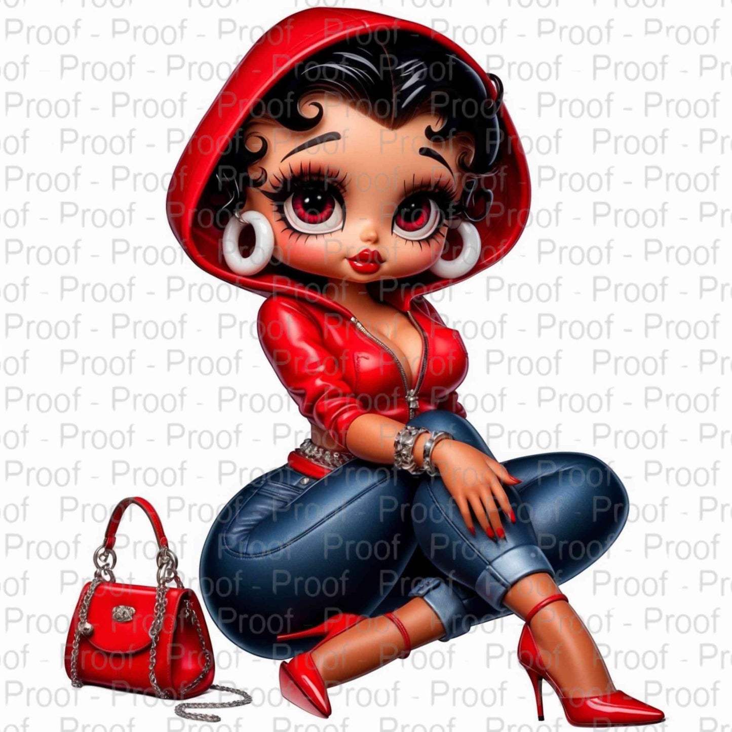 Stylish Urban Doll in Red-Exclusive Image Vault Collection-4 Digital Files Digital File Style-Junction Custom Designs & Prints