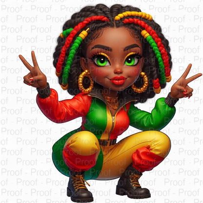 Vibrant Rasta Queens-5 DTF Transfers for Garments – Stunning Apparel Designs for All Fabrics DTF Prints Style-Junction Custom Designs & Prints