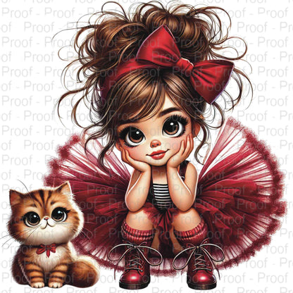 Dreamy Girl and Her Kitten Collection-15-DTF Transfers for Garments – Stunning Apparel Designs for All Fabrics DTF Prints Style-Junction Custom Designs & Prints