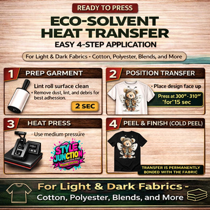HoneyBear Flutter DIY Creator 9-Piece Bundle – 3 Eco-Solvent Apparel Transfers, 3 Sublimation Transfers & 3 Matching Stickers