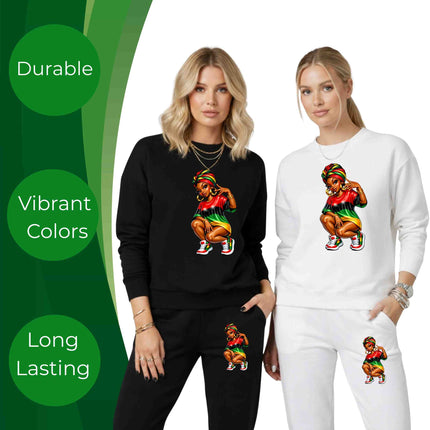 Pan-African Power Cutie 6-Pack Crafter’s & DIY Bundle – 3 Eco-Solvent Iron-On Heat Transfers + 3 Sublimation Iron-On Heat Transfers, Ready to Press. Bonus: 4 Matching 2-Inch Stickers