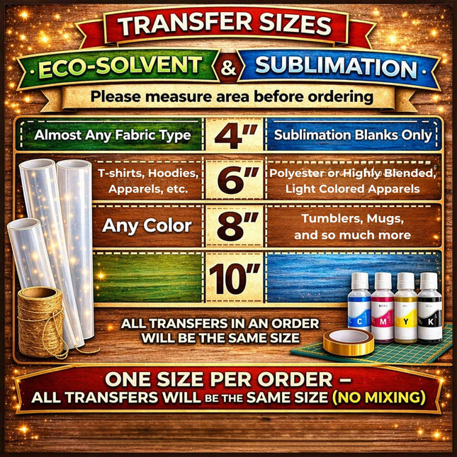 Cluck Rock Crew 9-Piece Bundle for Crafters & DIY – 3 Eco-Solvent + 3 Sublimation Transfers (Ready to Press) + 3 Matching 2” Stickers
