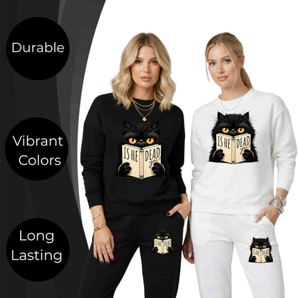 Is He _ead Yet? Cat 6-Pack Crafter’s & DIY Bundle – 3 Eco-Solvent Iron-On Heat Transfers + 3 Sublimation Iron-On Heat Transfers, Ready to Press. Bonus: 4 Matching 2-Inch Stickers