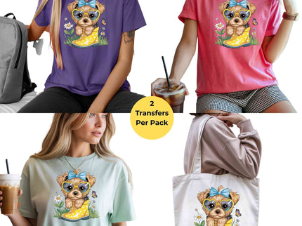 Sunny Daydream Pup Clipart 2 Pack Eco Solvent Heat Transfers - Ready to Press For All Garments-Transfers Only