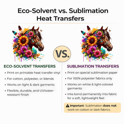 Boho Sunflower Spirit Horse 6-Pack Bundle – 3 Eco-Solvent + 3 Sublimation Iron on Transfers - Ready to Press (Iron on Transfers Only)