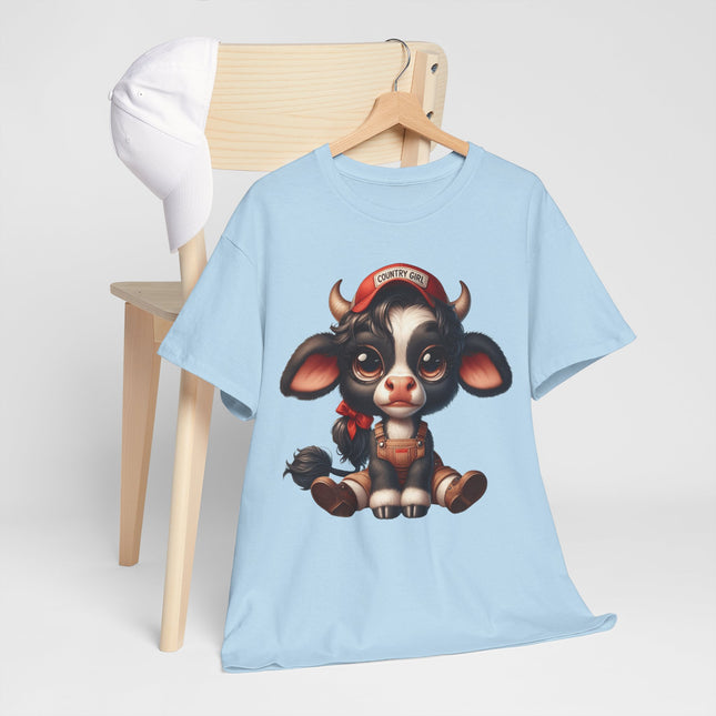 Cute Sitting Cow Tee – Adorable Cartoon Calf Graphic T-Shirt