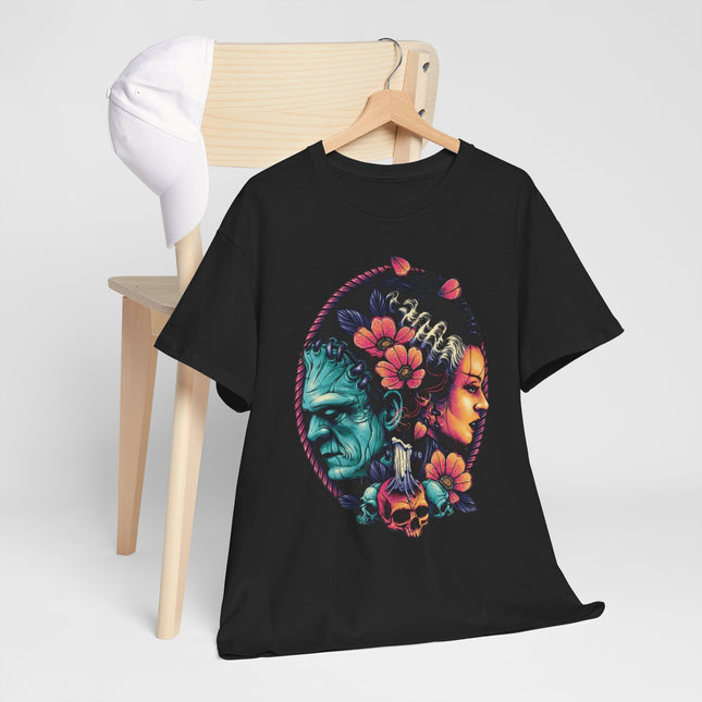 T-Shirt — Dual Faces Floral Skull Design (Day of the Dead Inspired)