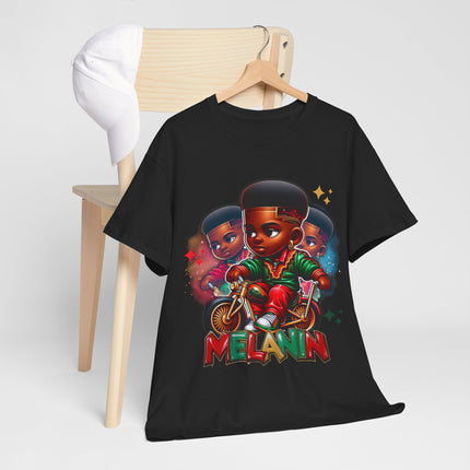Melanin Kids Bike Graphic Tee — Retro Urban Proud Black Culture T‑Shirt