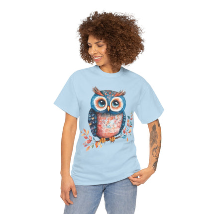 Boho Owl Watercolor T-Shirt Cute Forest Bird Graphic Fall Leaves Nature Art Unisex Tee Rustic Woodland Shirt Gift Ideas!