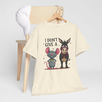 T-Shirt — “I Don’t Give A…” Funny Donkey & Mouse Graphic Tee