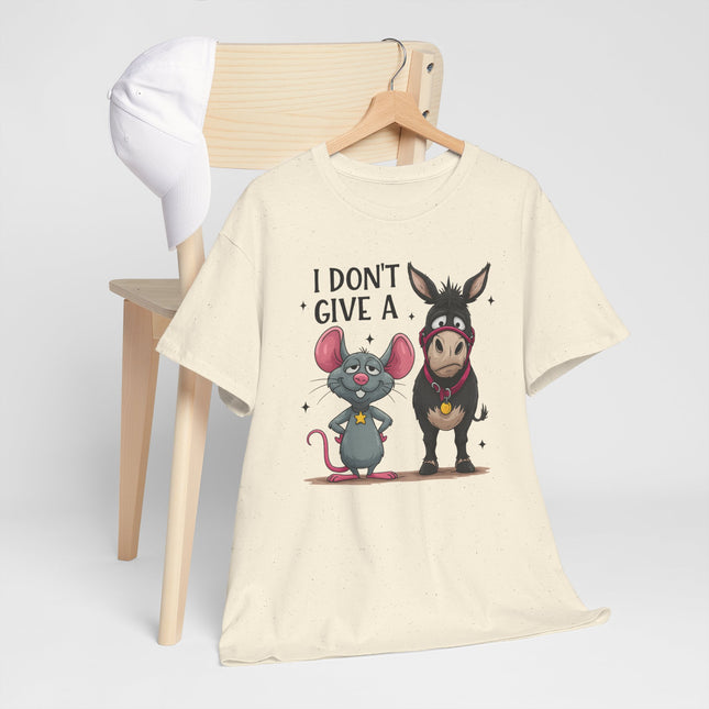 T-Shirt — “I Don’t Give A…” Funny Donkey & Mouse Graphic Tee