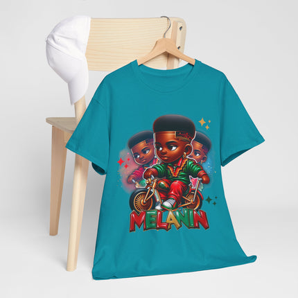 Melanin Kids Bike Graphic Tee — Retro Urban Proud Black Culture T‑Shirt