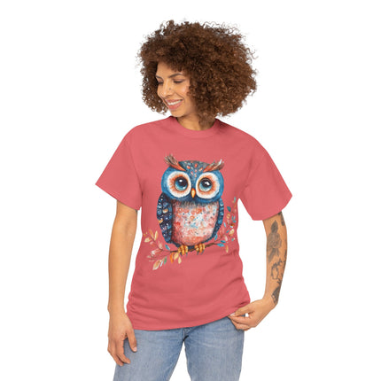 Boho Owl Watercolor T-Shirt Cute Forest Bird Graphic Fall Leaves Nature Art Unisex Tee Rustic Woodland Shirt Gift Ideas!