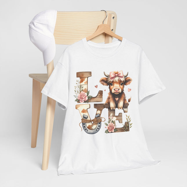 Love Farm Cow T-Shirt — Floral Cow "LOVE" Graphic Tee