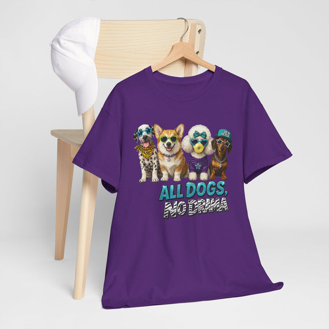 All Dogs No Drama T-Shirt — Cute Cartoon Dog Crew Tee