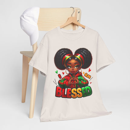 Blessed Girl Graphic Tee — Afro Puffs Rasta Colors