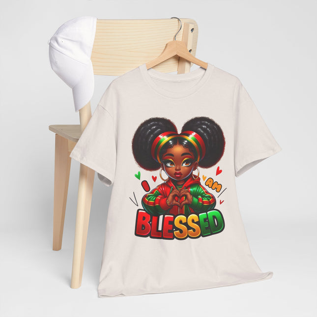 Blessed Girl Graphic Tee — Afro Puffs Rasta Colors