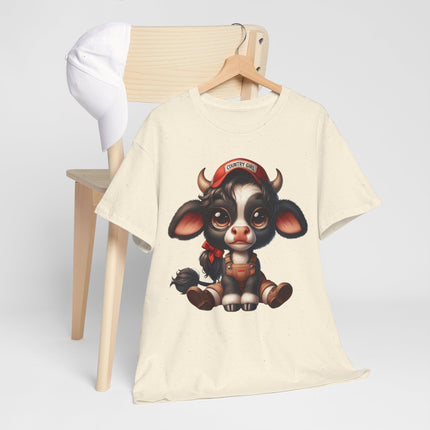 Cute Sitting Cow Tee – Adorable Cartoon Calf Graphic T-Shirt