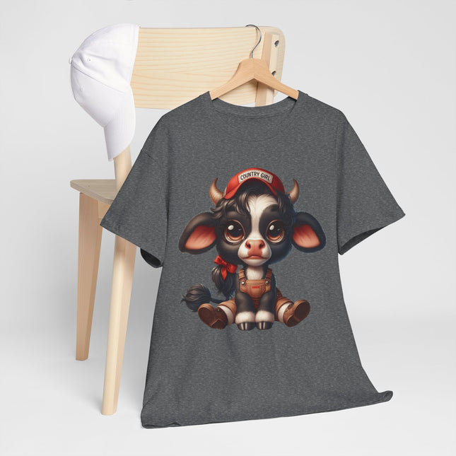 Cute Sitting Cow Tee – Adorable Cartoon Calf Graphic T-Shirt
