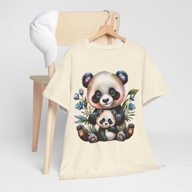 Panda Mom & Baby T-Shirt — Cute Floral Baby Panda Tee for Mothers & Kids