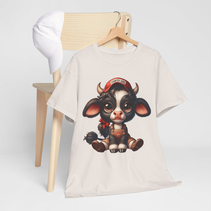 Cute Sitting Cow Tee – Adorable Cartoon Calf Graphic T-Shirt