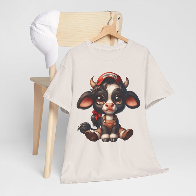 Cute Sitting Cow Tee – Adorable Cartoon Calf Graphic T-Shirt