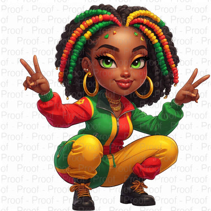 Vibrant Rasta Queens-5 DTF Transfers for Garments – Stunning Apparel Designs for All Fabrics DTF Prints Style-Junction Custom Designs & Prints