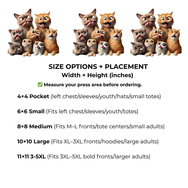 Crazy Cat Squad Heat Transfers 3-Pack, Ready to Press, Vibrant Long-Lasting Prints  (Iron-On Transfers Only)