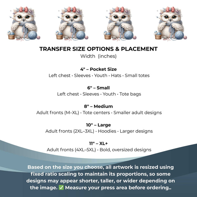 Knitting Owl DIY Craft Kit 9-Piece Creator Bundle Transfers for Shirts, Mugs & Tumblers with Stickers