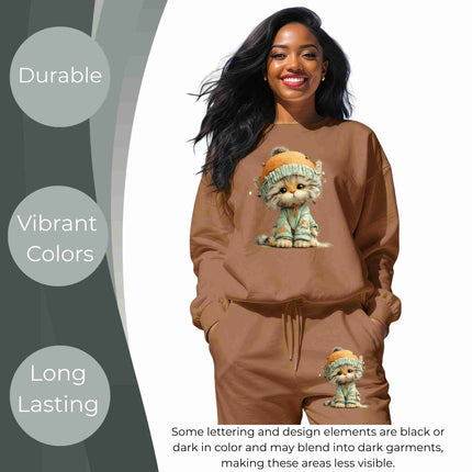 Whimsical Spring cat #11 6-Pack DIY Bundle – 3 Eco-Solvent Iron-On Heat Transfers + 3 Sublimation Iron-On Heat Transfers, Ready to Press. Bonus: 4 Matching 2-Inch Stickers