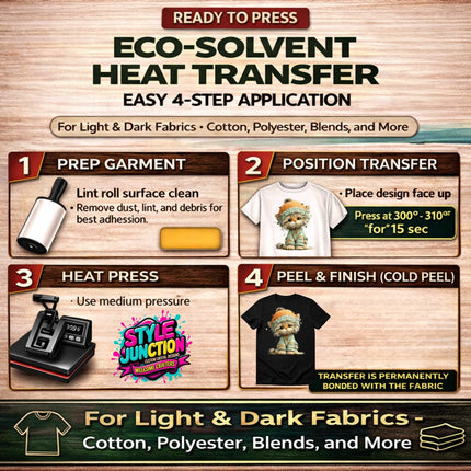 Honey Bee Kitten 9-Piece Bundle for Crafters & DIY – 3 Eco-Solvent + 3 Sublimation Transfers (Ready to Press) + 3 Matching 2” Stickers