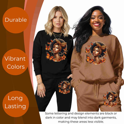 Monarch Queen Beauty 6-Pack DIY Bundle – 3 Eco-Solvent Iron-On Heat Transfers + 3 Sublimation Iron-On Heat Transfers, Ready-to-Press. Bonus: 4 Matching 2-Inch Stickers