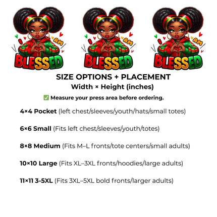 I Am Blessed Heat Transfers 3-Pack, Ready to Press, Vibrant Long-Lasting Prints (Iron-On Transfers Only)