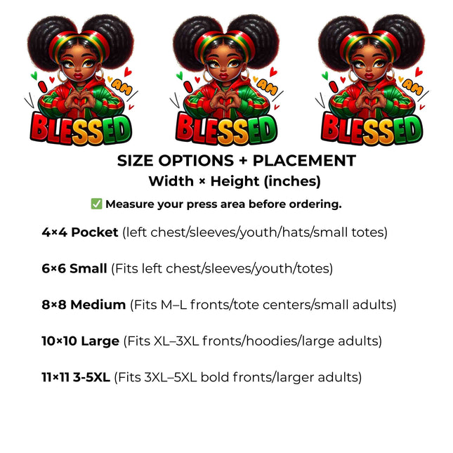 I Am Blessed Heat Transfers 3-Pack, Ready to Press, Vibrant Long-Lasting Prints (Iron-On Transfers Only)