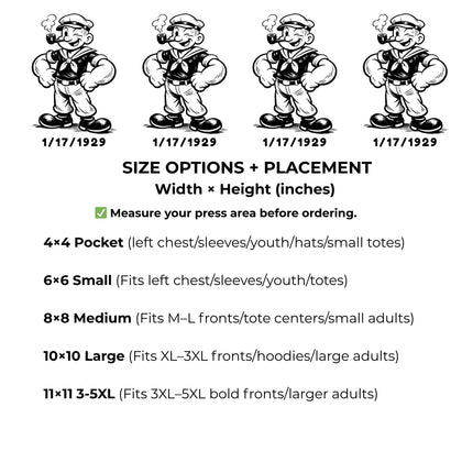 Vintage Cartoon Sailor Heat Transfers 3-Pack, Ready to Press, Vibrant Long-Lasting Prints (Iron-On Transfers Only)