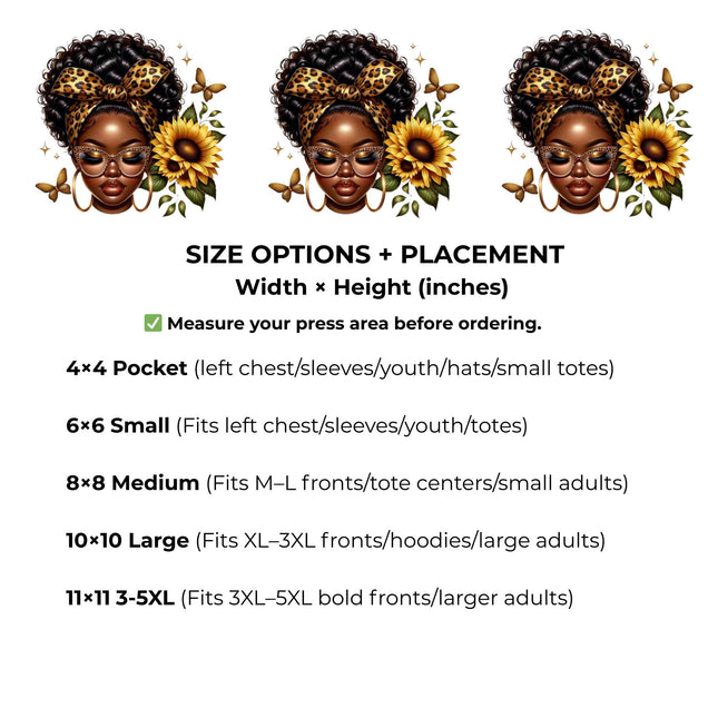 Sunflower Queen Elegance Heat Transfers 3-Pack, Ready to Press, Vibrant Long-Lasting Prints  (Iron-On Transfers Only)