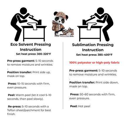 Streetwear Panda 6-Pack Crafter’s & DIY Bundle – 3 Eco-Solvent + 3 Sublimation Iron-On Heat Transfers, Ready to Press, for T-Shirts & More (Includes 4 Bonus Matching 2” inch Stickers).