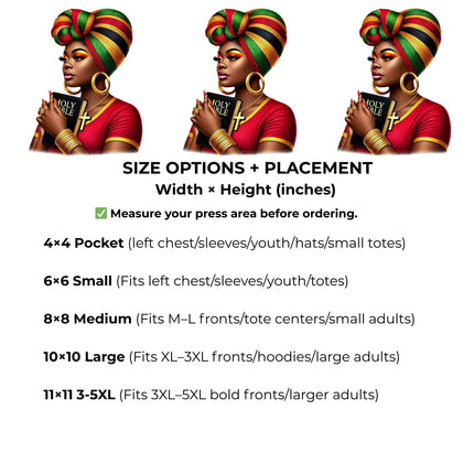 Praying Woman #1 Heat Transfers 3-Pack, Ready to Press, Vibrant Long-Lasting Prints (Iron-On Transfers Only)